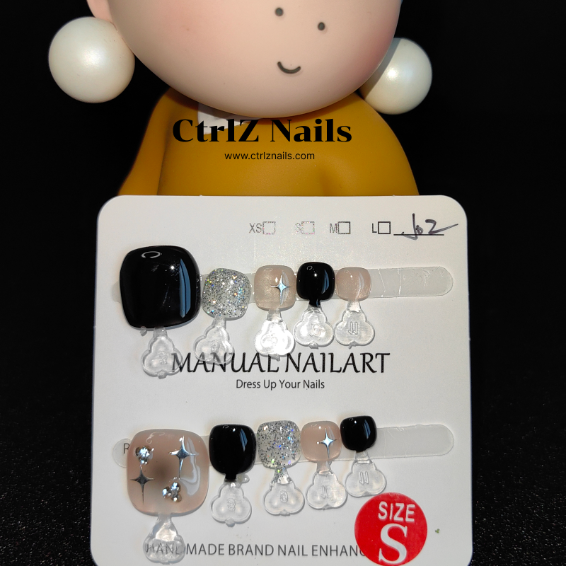 Handmade Press-On Toe Nails - "Moonlit Galaxy"