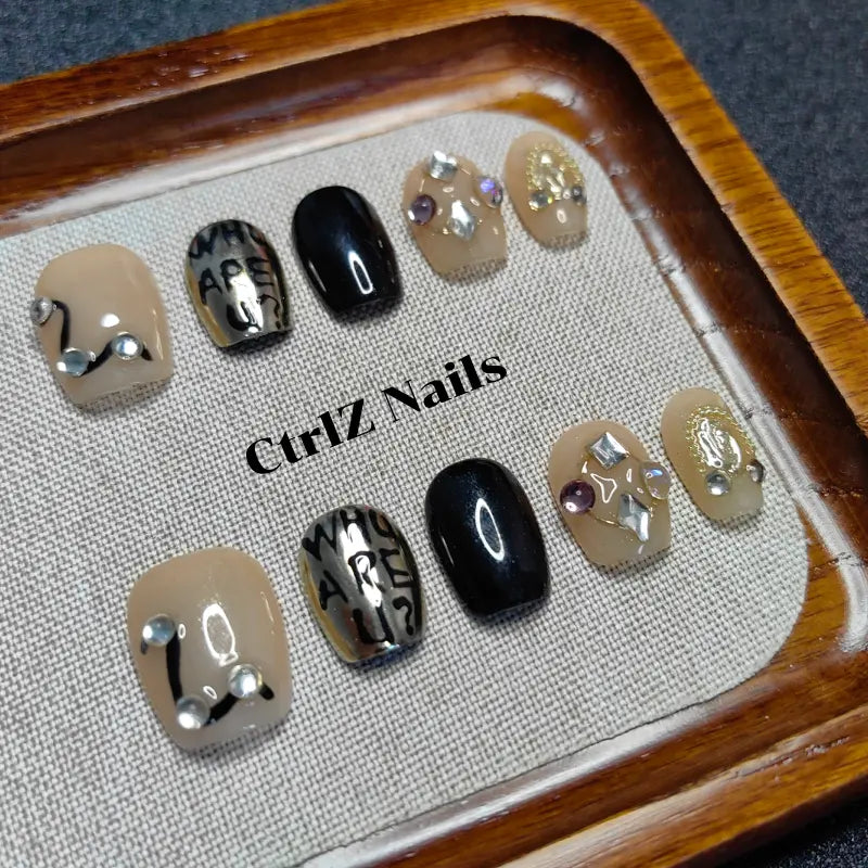 Custom Color Pop Alphabet Press On Nails – Handmade Glam Designer Fake Nails Long Lasting