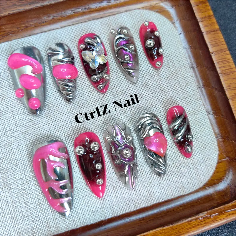 Glow in the Dark Press On Nails - Cute & Gothic Handmade Fake Nails Set