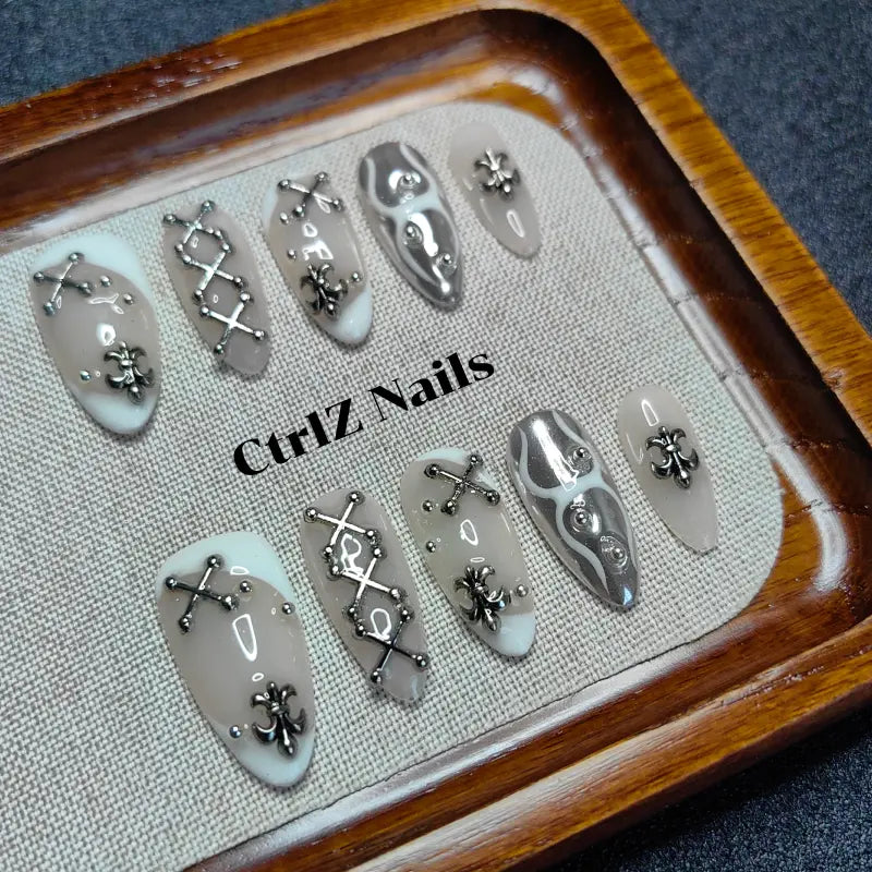 Handmade Press-On Nails - Y2K Cyber Babe
