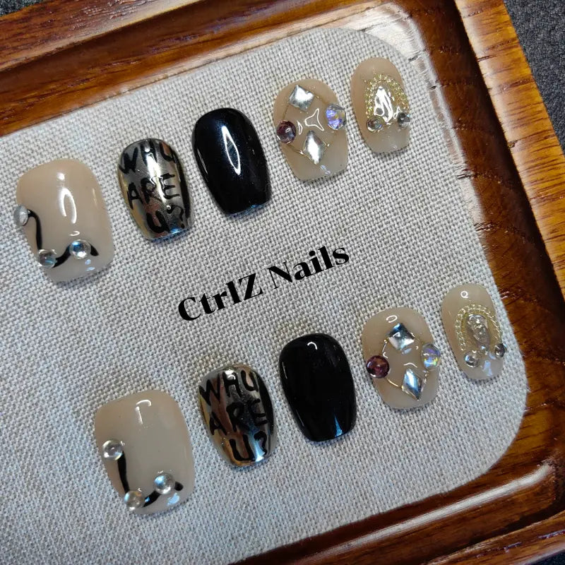Custom Color Pop Alphabet Press On Nails – Handmade Glam Designer Fake Nails Long Lasting