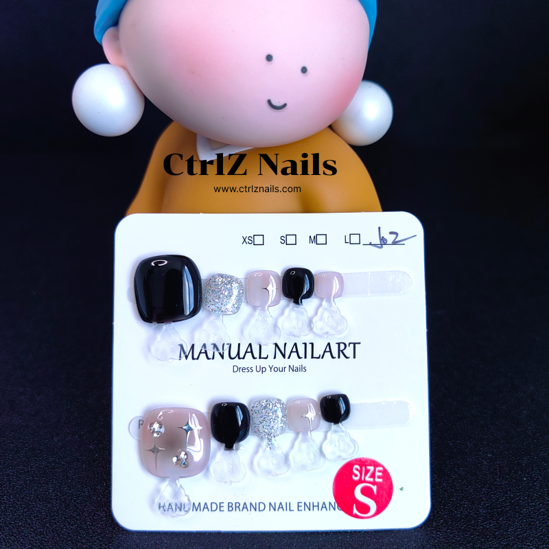 Handmade Press-On Toe Nails - "Moonlit Galaxy"