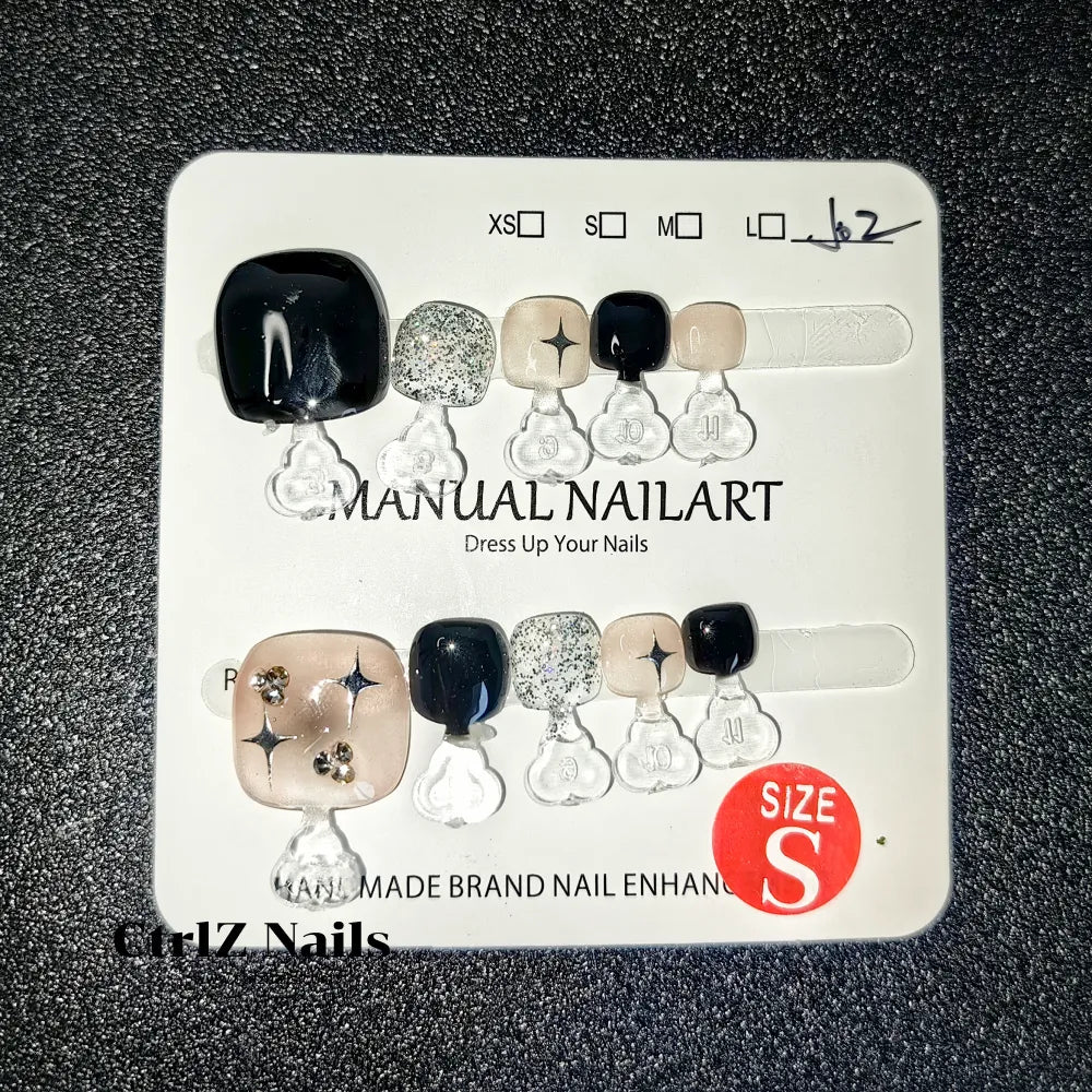 Handmade Press-On Toe Nails - "Moonlit Galaxy"
