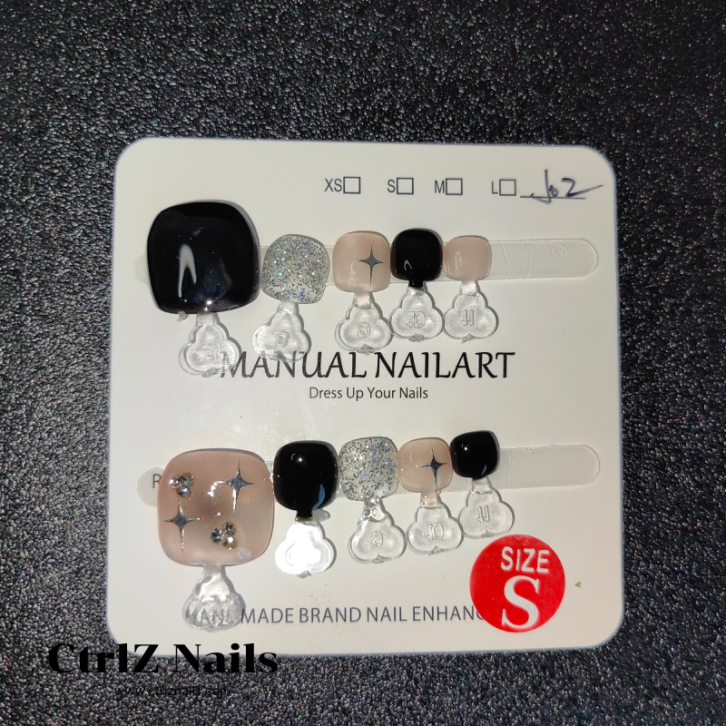 Handmade Press-On Toe Nails - "Moonlit Galaxy"