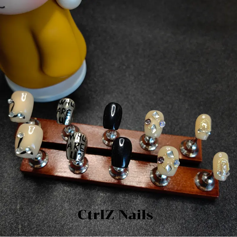 Custom Color Pop Alphabet Press On Nails – Handmade Glam Designer Fake Nails Long Lasting