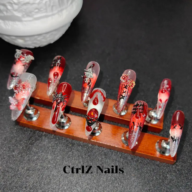 Handmade | Spooky Blood Drip Press-On Nails | Halloween Nails