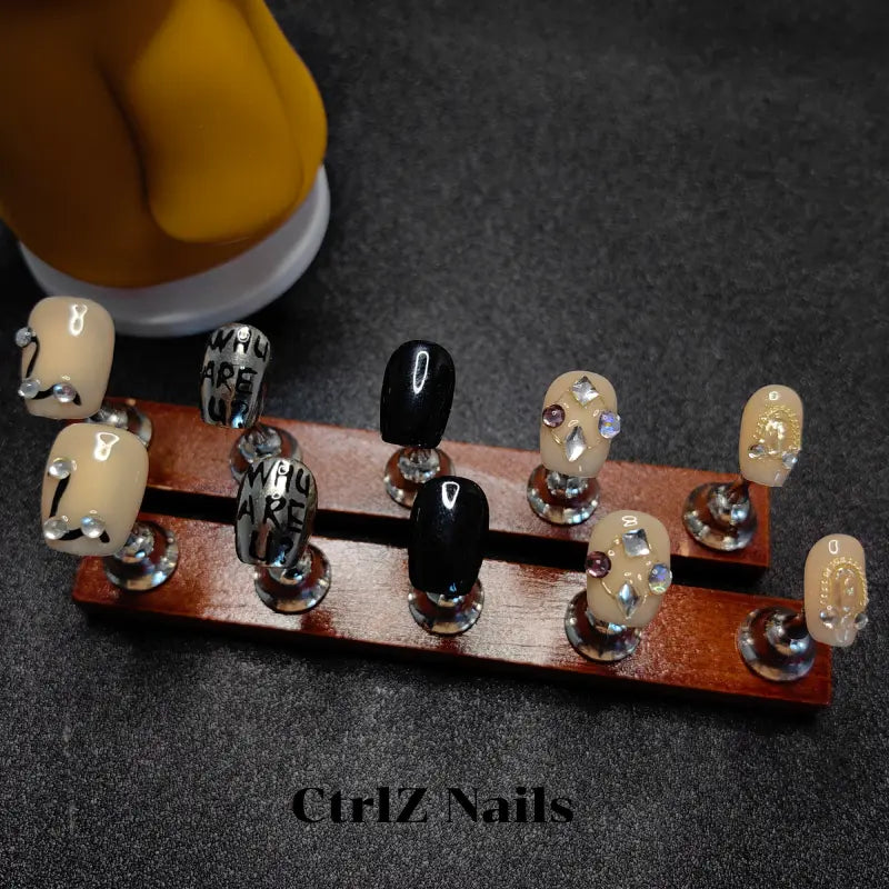 Custom Color Pop Alphabet Press On Nails – Handmade Glam Designer Fake Nails Long Lasting