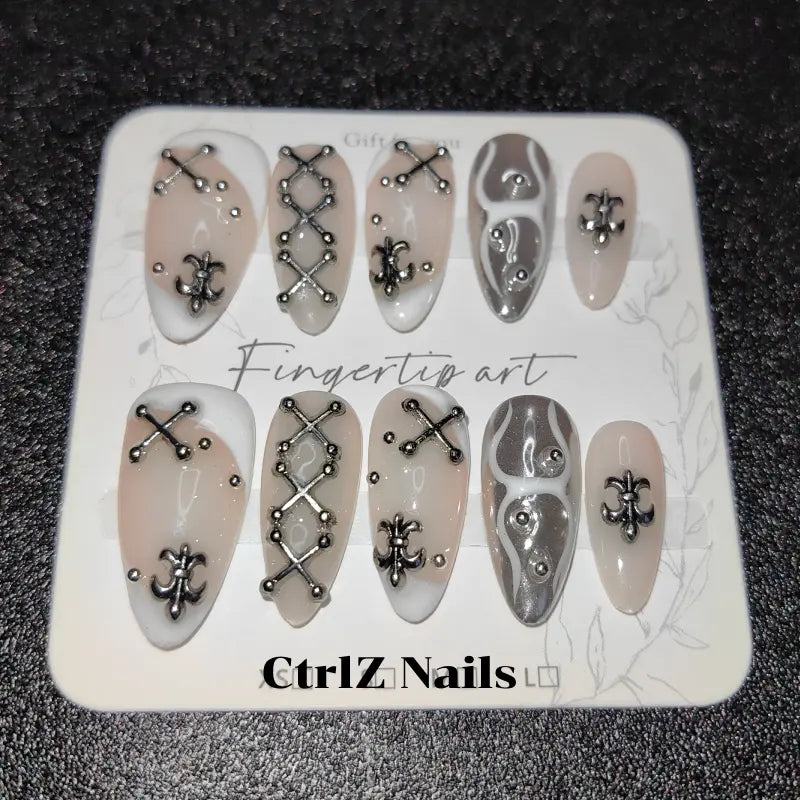 Handmade Press-On Nails - Y2K Cyber Babe