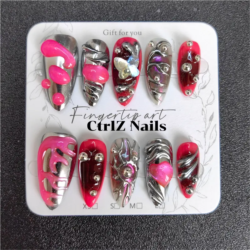 Glow in the Dark Press On Nails - Cute & Gothic Handmade Fake Nails Set