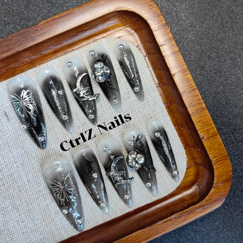 Handmade Dark Butterfly Press-On Nails