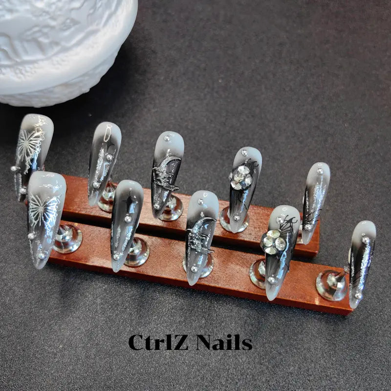Handmade Dark Butterfly Press-On Nails