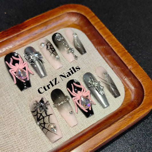 Spider Thorns press on nails with intricate handmade thorn details