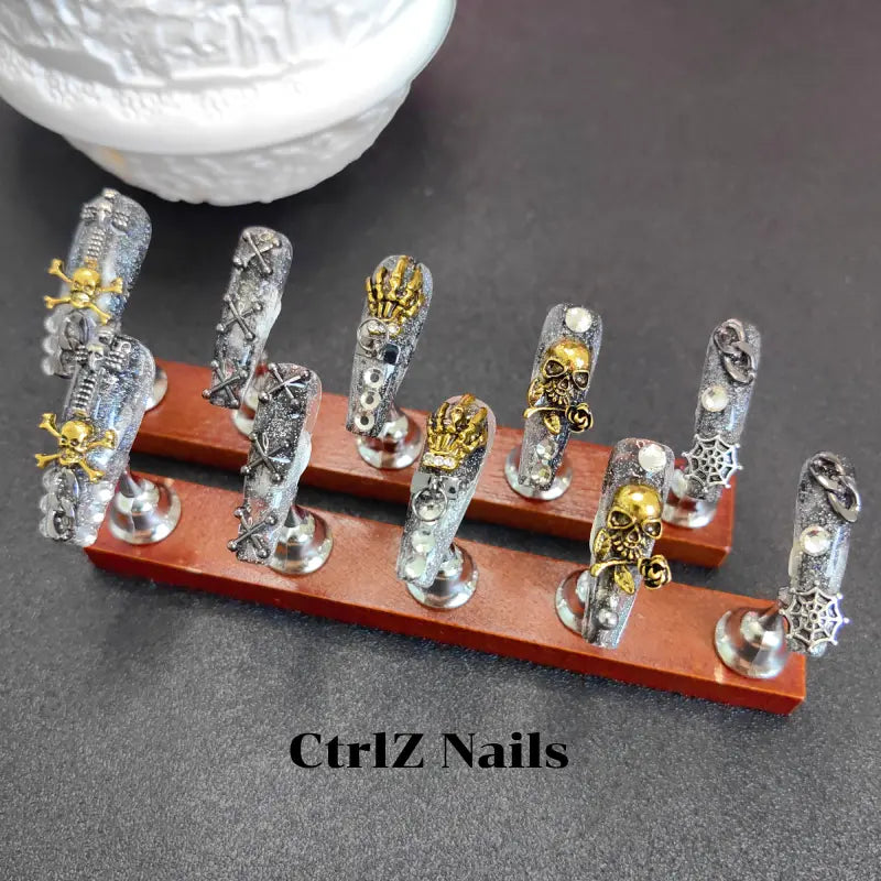 Handmade Punk Skull Press-On Nails