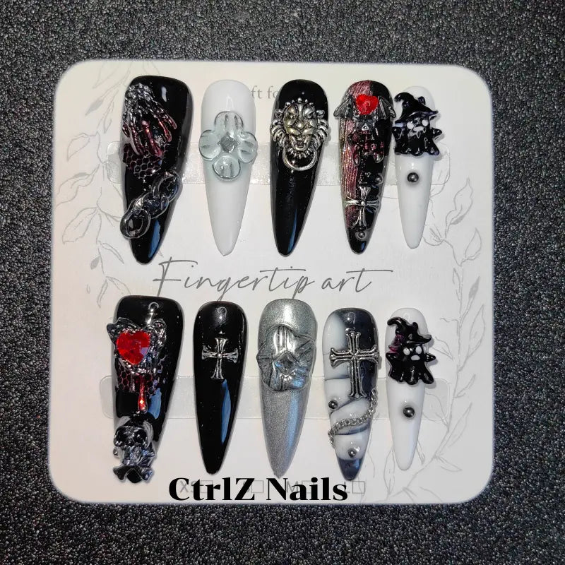 Handmade | Eerie Skeleton & Phantom Press-On Nails