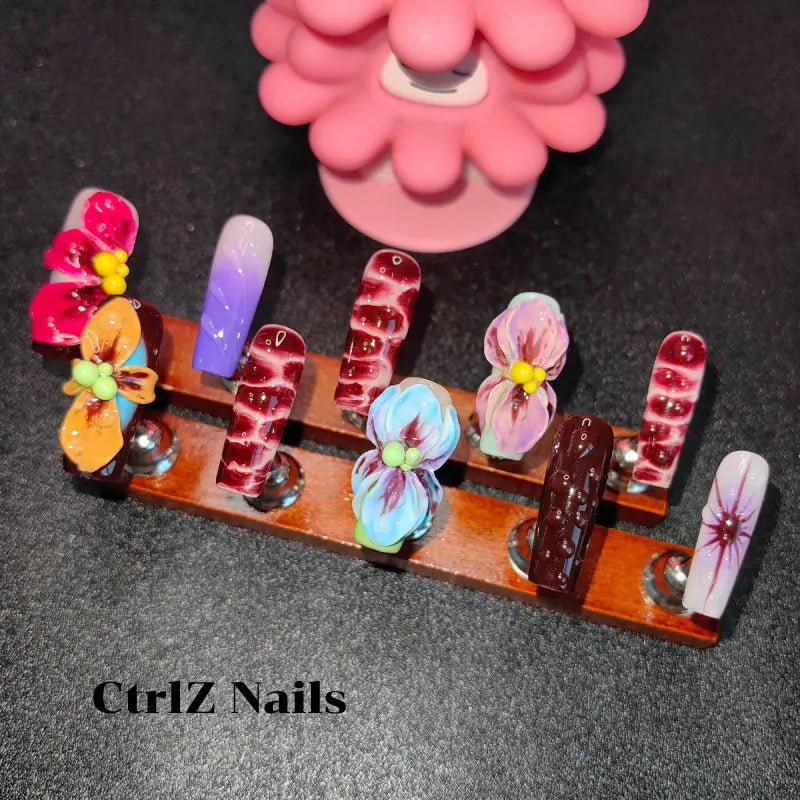 Handmade | Luxe Marble & Floral Press-On Nails