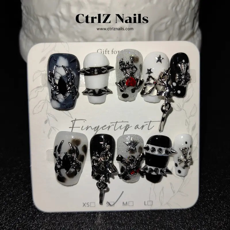 Handmade Punk Spider Press-On Nails