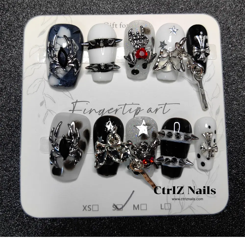 Handmade Punk Spider Press-On Nails