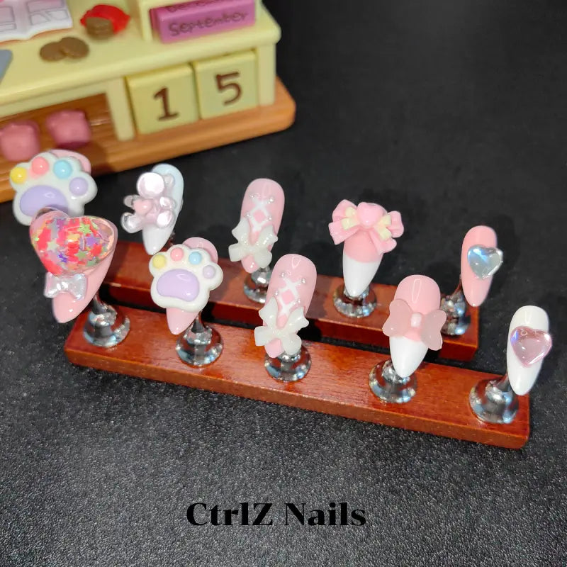 Handmade Sweet Pastel Babe Press-On Nails