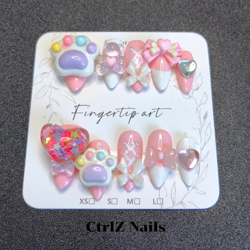Handmade Sweet Pastel Babe Press-On Nails