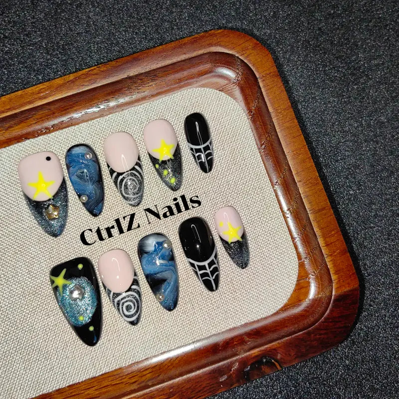 Handmade Starry Night Sky Press-On Nails
