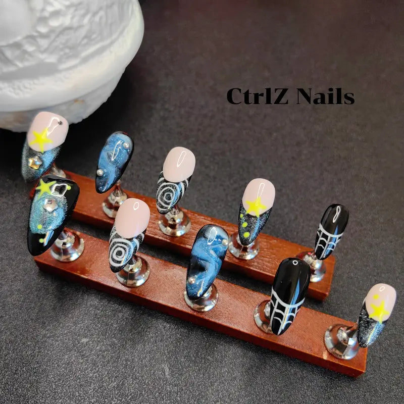 Handmade Starry Night Sky Press-On Nails