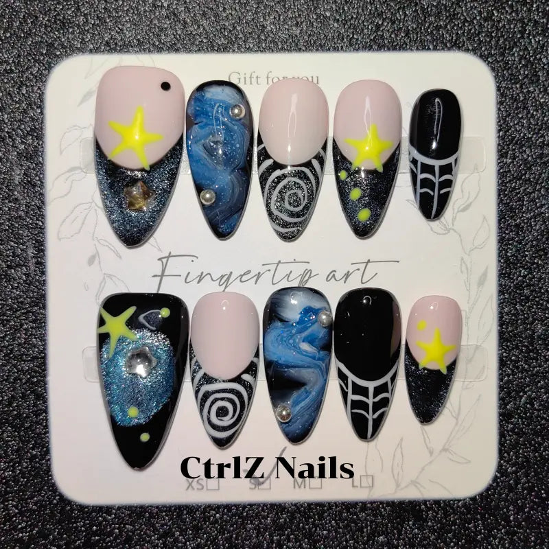 Handmade Starry Night Sky Press-On Nails