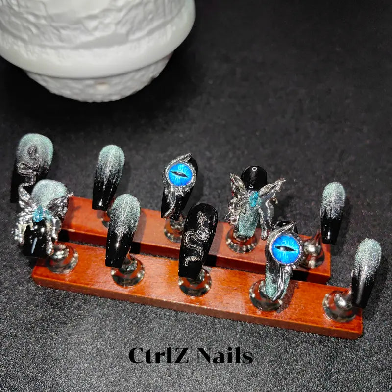 Handmade Ocean Deep Eyes Press-On Nails