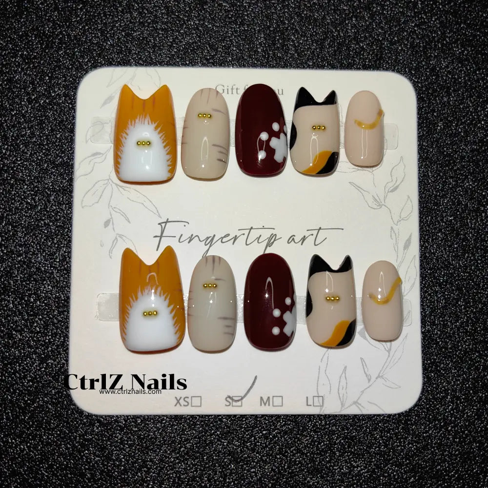 Handmade Kitty Cutie Press-On Nails