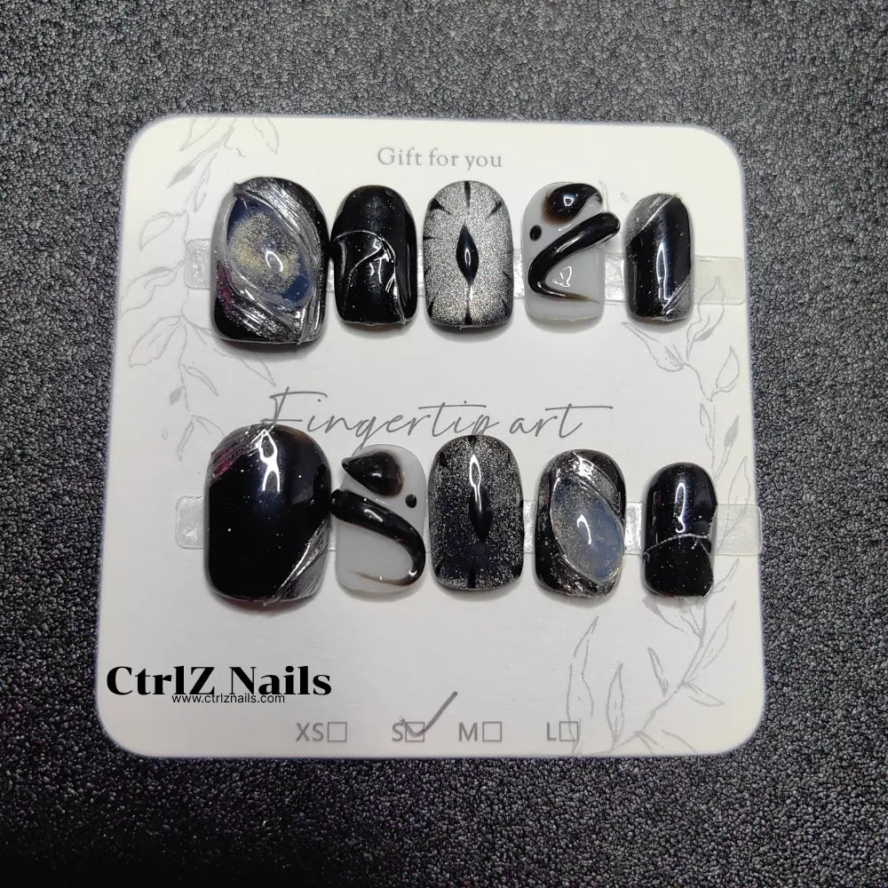 Handmade Press-On Nails – "Evil Eye Charm"