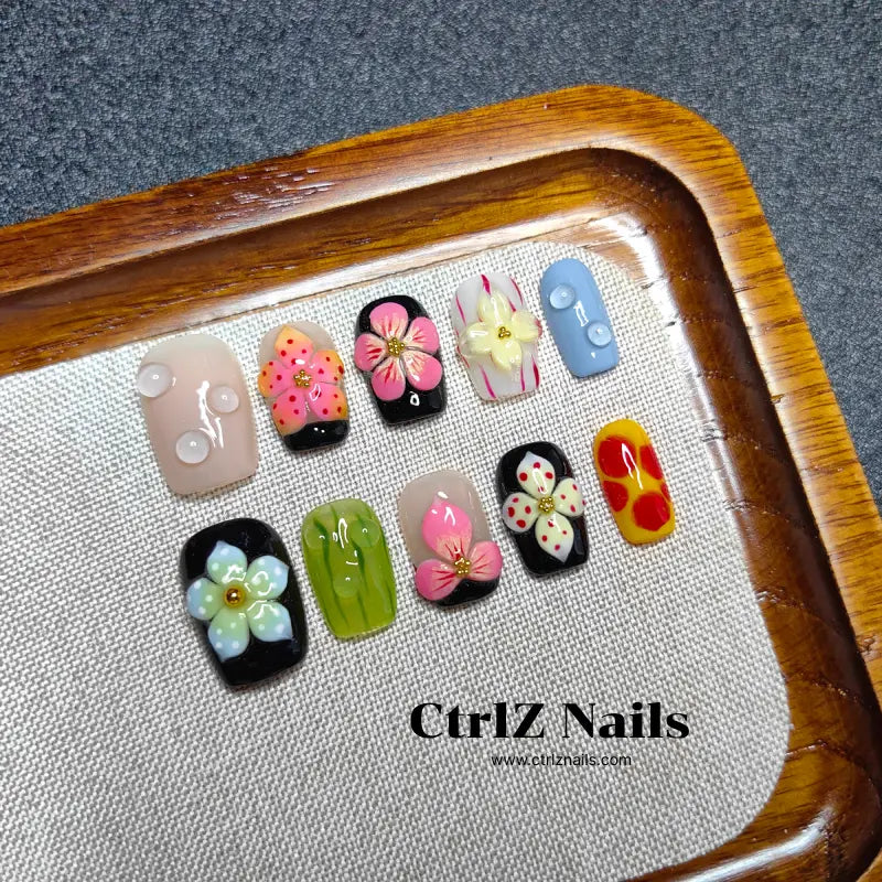 Handmade Press-On Nails - Summer Bloom