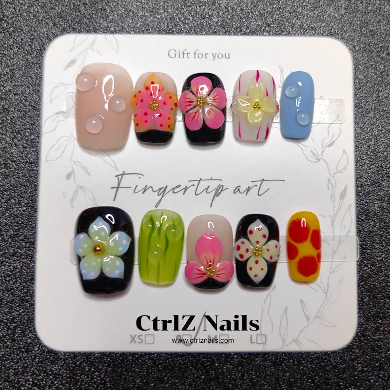 Handmade Press-On Nails - Summer Bloom