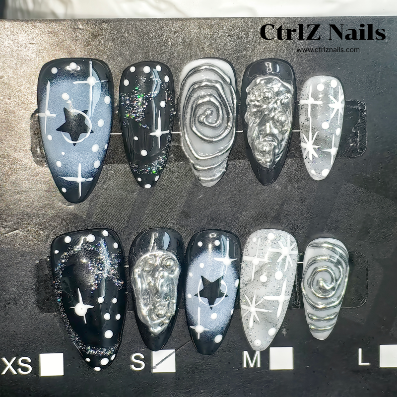 Handmade Press-On Nails - Cosmic Noir