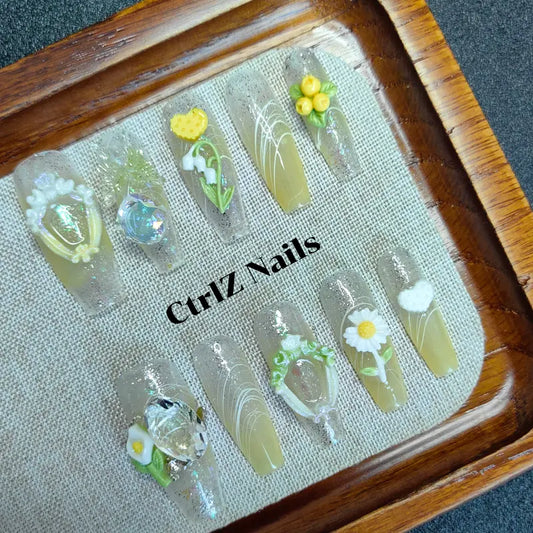 Handmade Spring Sunshine Press-On Nails