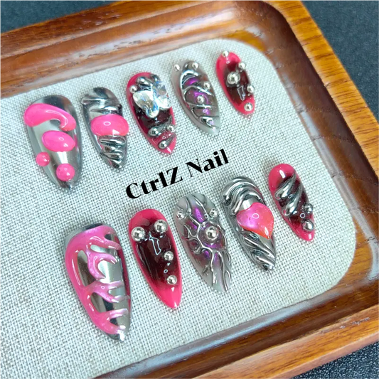 Glow in the Dark Press On Nails - Cute & Gothic Handmade Fake Nails Set