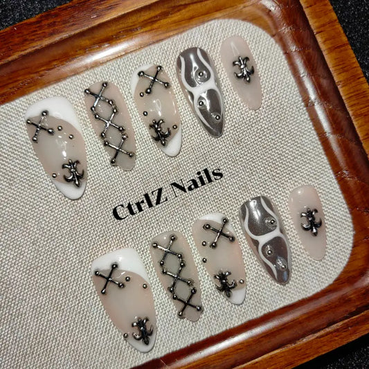 Handmade Press-On Nails - Y2K Cyber Babe