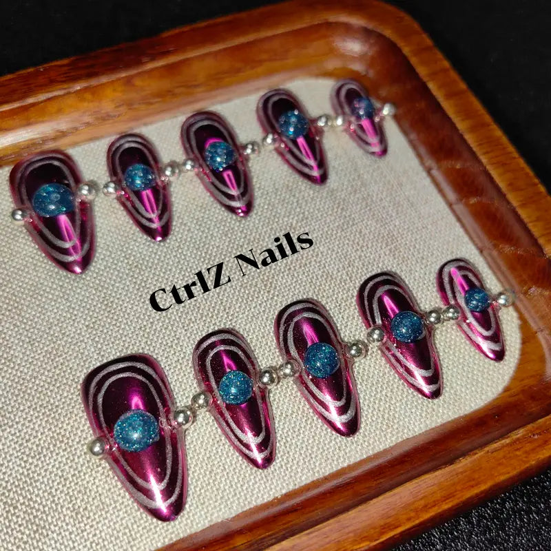 Handmade |  Mirror Pink Press-On Nails