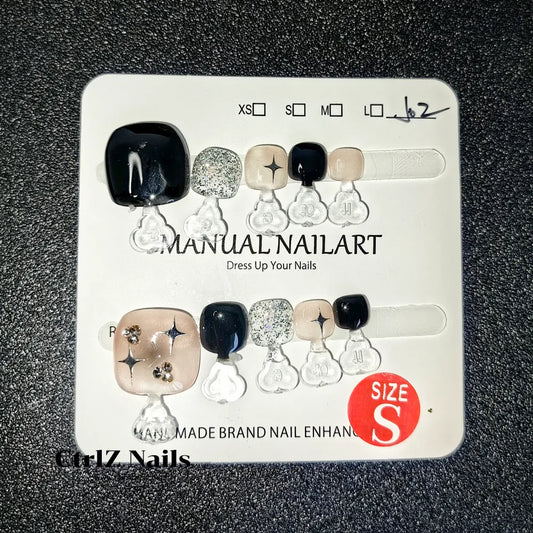 Handmade Press-On Toe Nails - "Moonlit Galaxy"