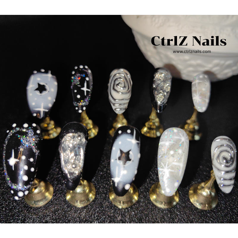 Handmade Press-On Nails - Cosmic Noir