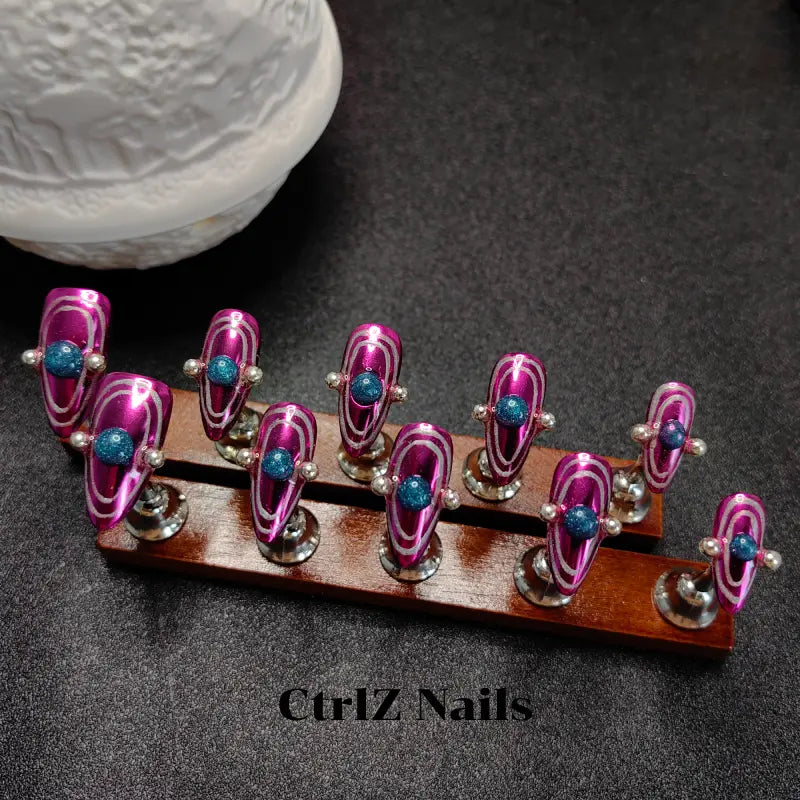 Handmade |  Mirror Pink Press-On Nails