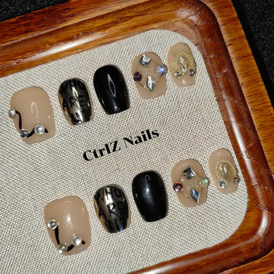Custom Color Pop Alphabet Press On Nails – Handmade Glam Designer Fake Nails Long Lasting