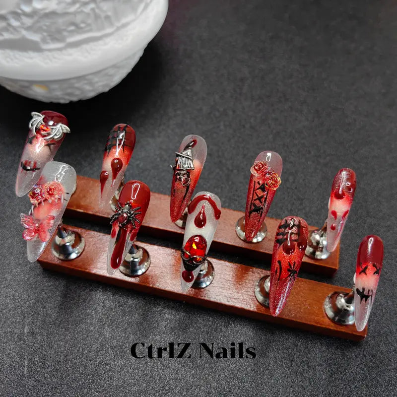 Handmade |  Spooky Blood Drip Press-On Nails | Halloween Nails