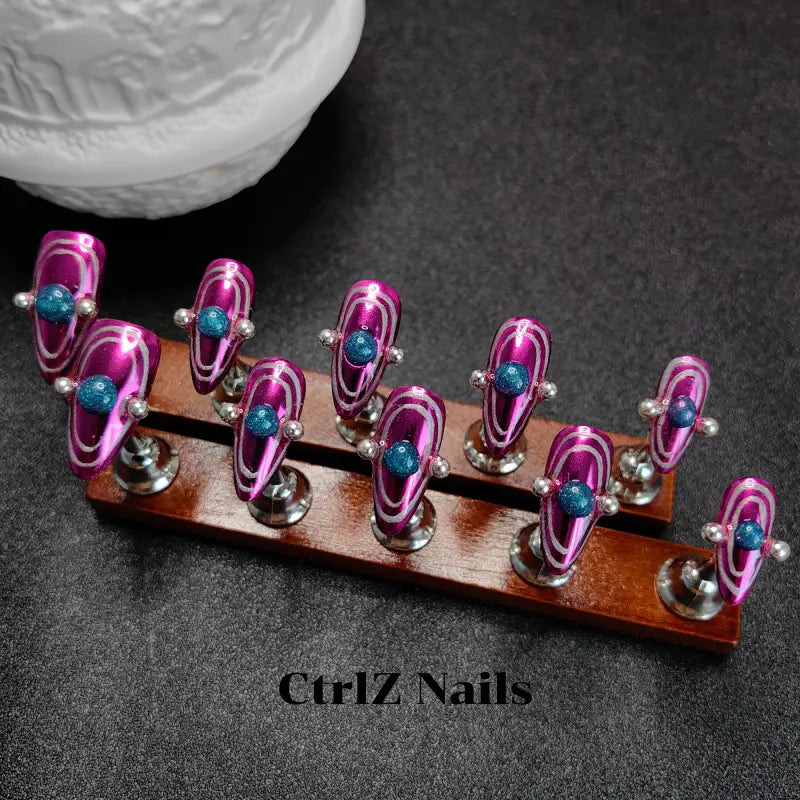 Handmade |  Mirror Pink Press-On Nails