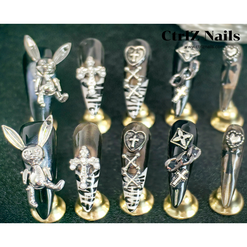 Handmade Sweet Grunge Bunny Press-On Nails