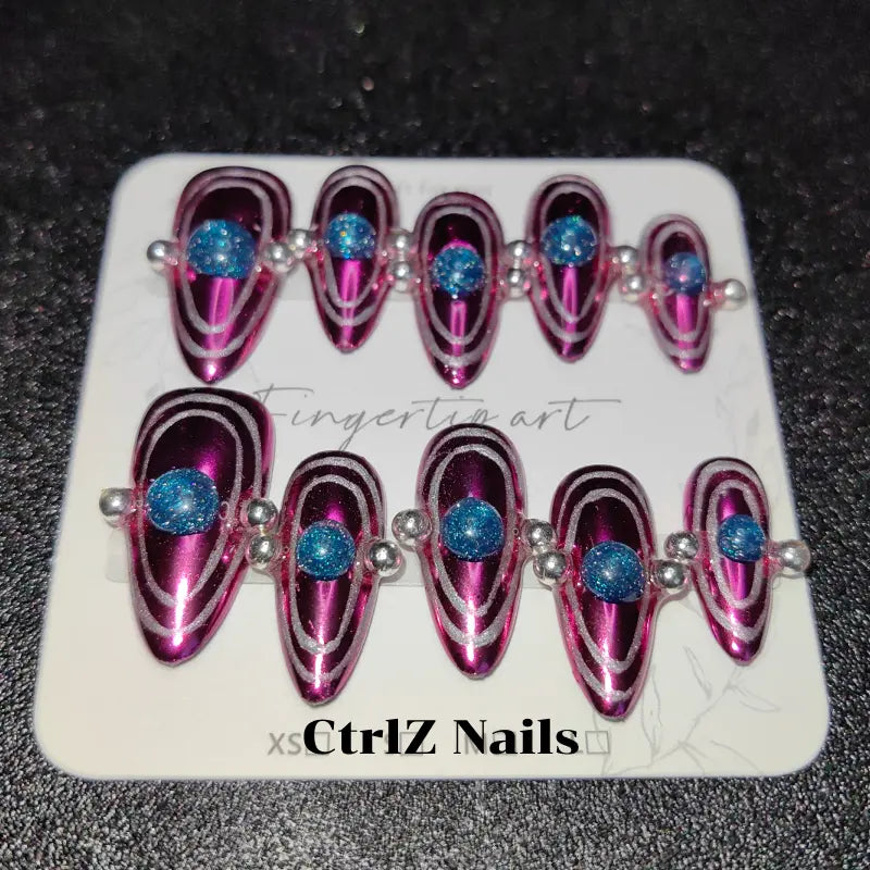 Handmade |  Mirror Pink Press-On Nails