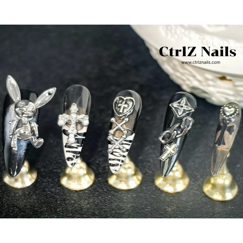 Handmade Sweet Grunge Bunny Press-On Nails
