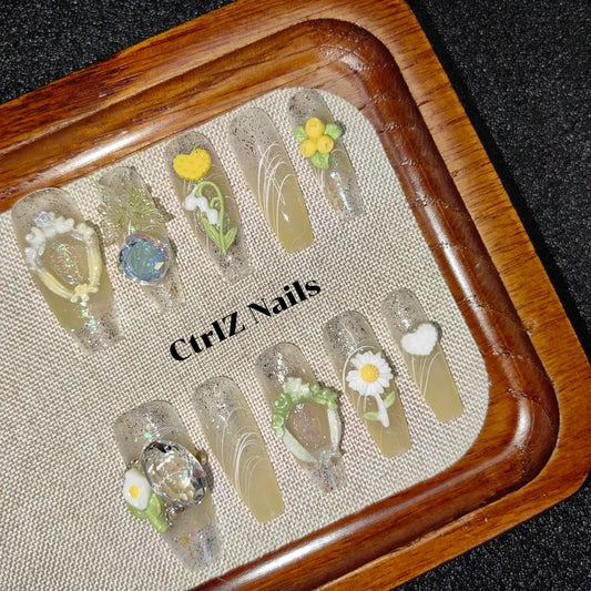 Handmade Spring Sunshine Press-On Nails