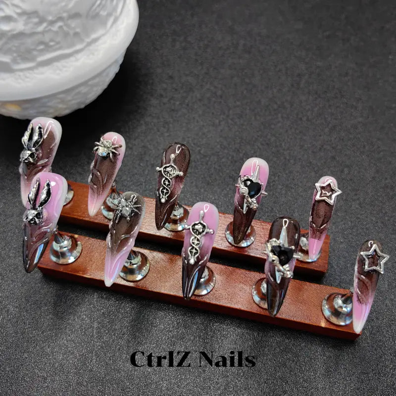 Handmade Pink Baddie Press-On Nails