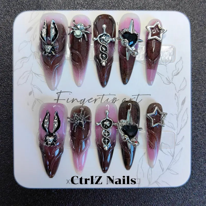Handmade Pink Baddie Press-On Nails