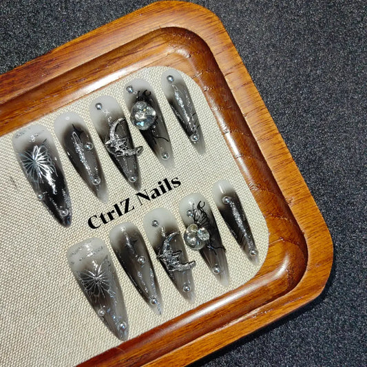 Handmade Dark Butterfly Press-On Nails