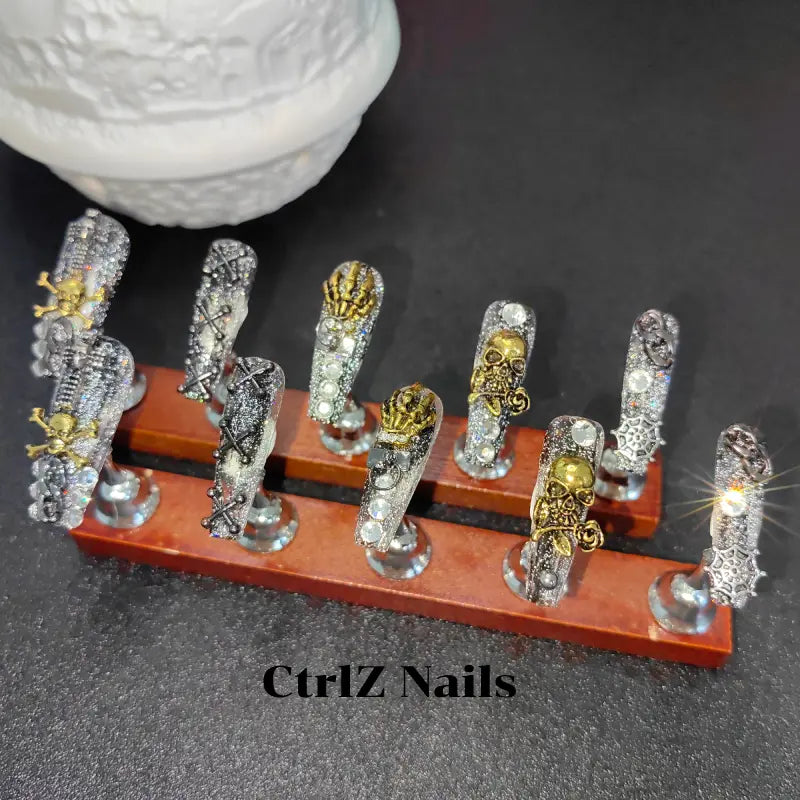 Handmade Punk Skull Press-On Nails